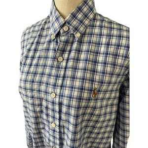 Ralph‎ Lauren Men's Classic Long Sleeve Button Blue Checked Shirt Size M
